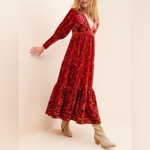 Farm Rio Romantic Garden Velvet Dress Size XS